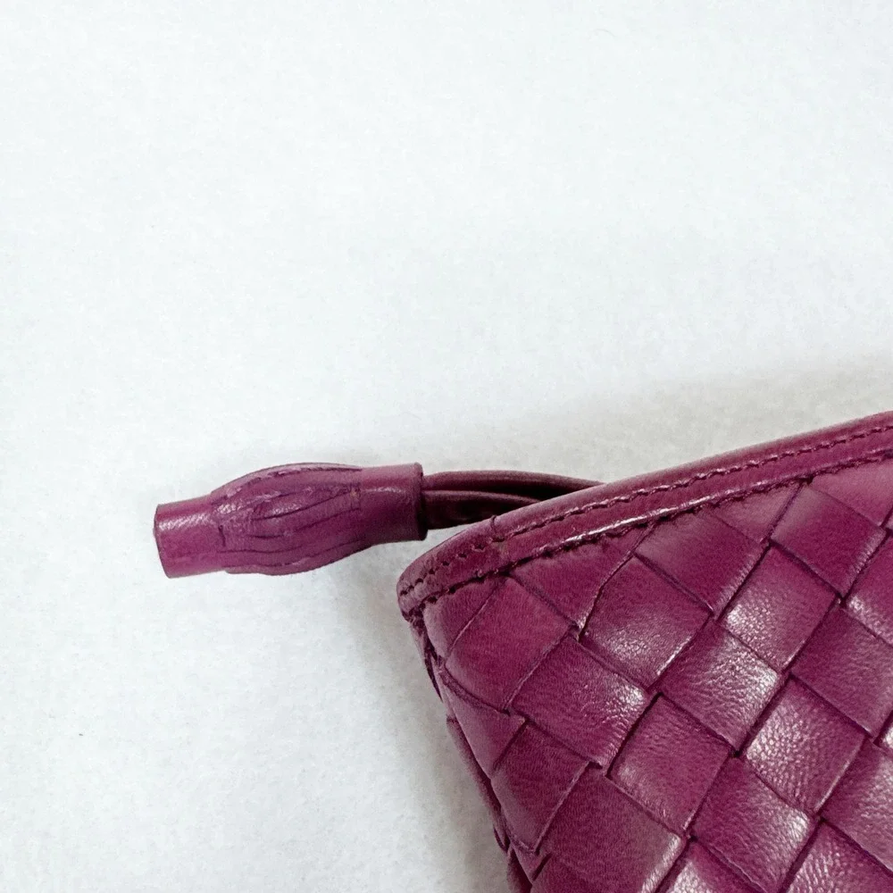 Bottega Veneta Intrecciato Weave 2009 Magenta Clutch Cosmetic Pouch Leather Zip - Picture 8 of 10